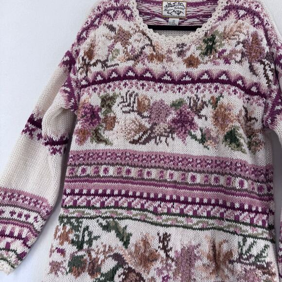 Heirloom Collectibles Floral Knit Sweater Medium Vintage Cottagecore 90s - Picture 4 of 8